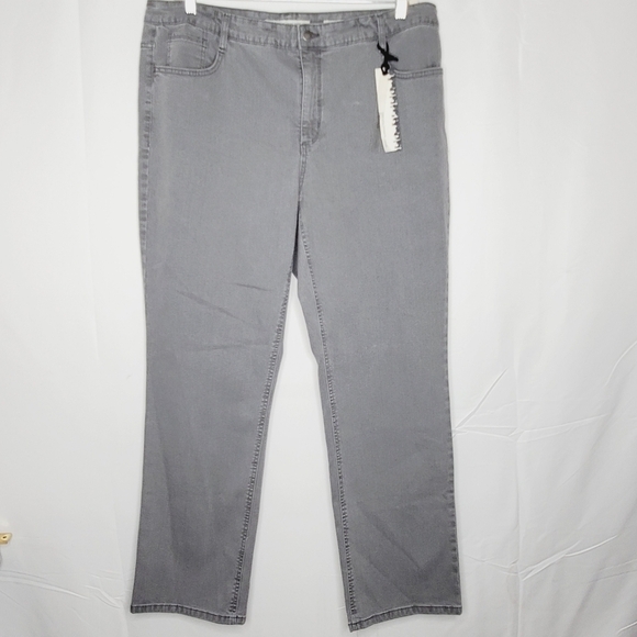 Jones New York Lexington Straight Jeans Size 20W Gray Secret Slimming H-Rise NEW - Picture 1 of 15